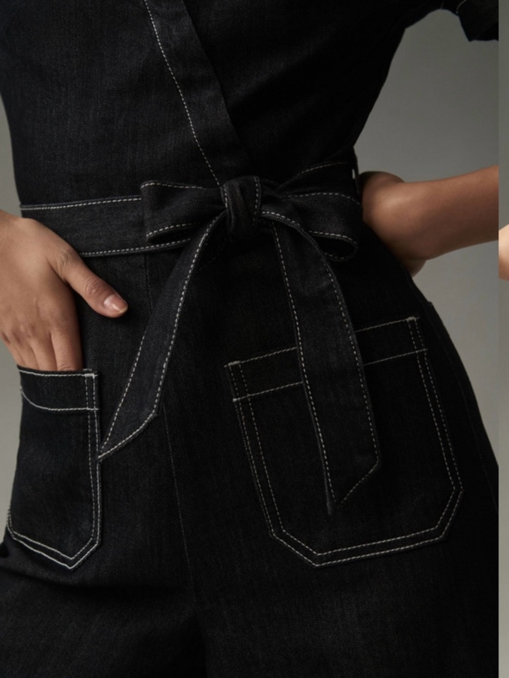 NWT Anthropologie x Maeve-Colette Black Denim Wrap Jumpsuit.Size 24W - Picture 2 of 13